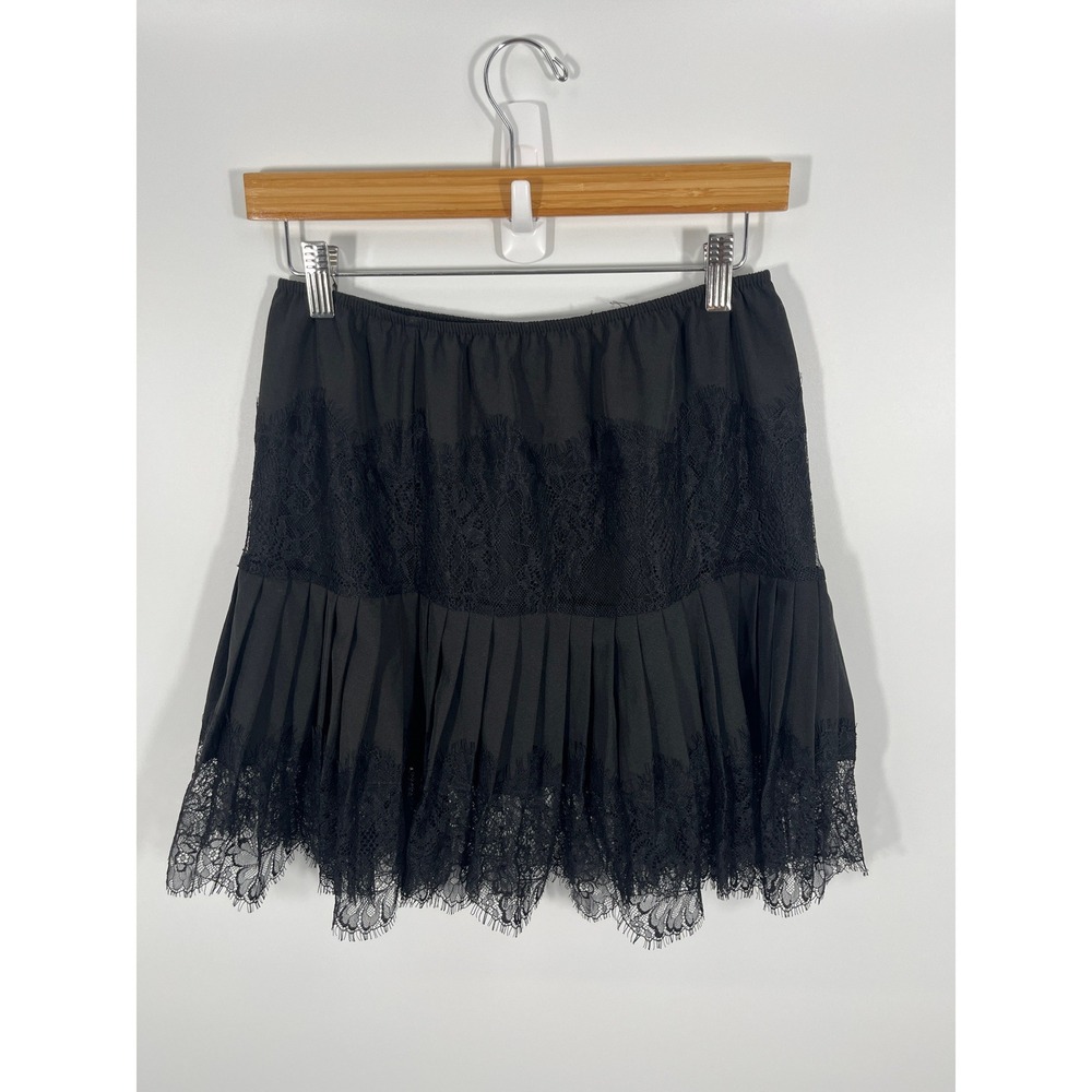 Whimsigoth Dark Fairy Grunge Womens Skirt M Black Lace Ruffle Festival Going Out